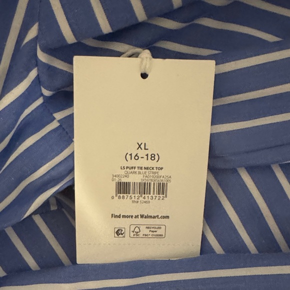 Free Assembly Cotton Tie Neck Blouse with Long Puff Sleeves - Picture 13 of 13